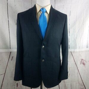 Stafford Signature 40R 2 Metal Button Navy Blue Suit Blazer Sport Coat